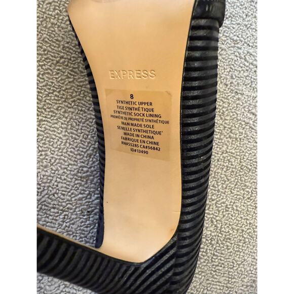 EXPRESS Women's Size 8 Black Ribbed Pointed Toe D'Orsay Stiletto Heels - Picture 4 of 12